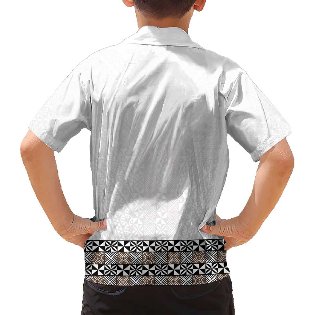 Light Gray Tongan Polynesian Tribal Kid Hawaiian Shirt LT9 - Polynesian Pride