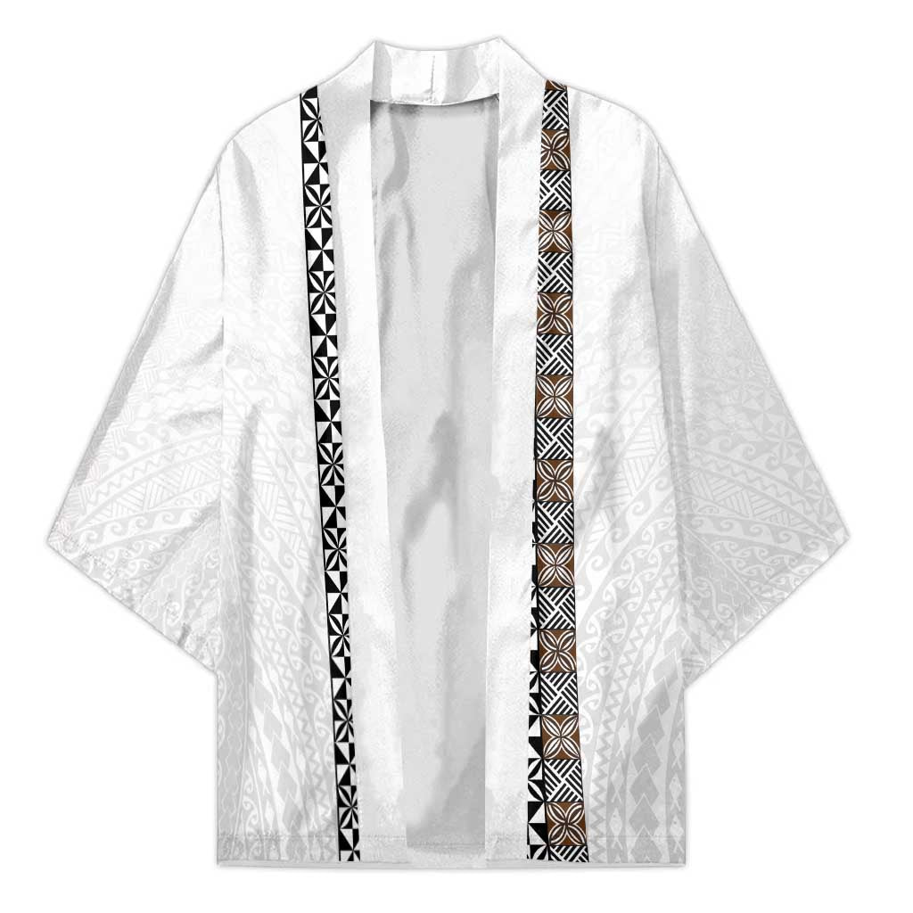 Light Gray Tongan Polynesian Tribal Kimono LT9 Unisex White - Polynesian Pride