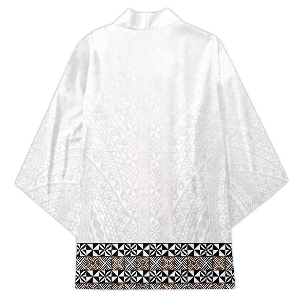 Light Gray Tongan Polynesian Tribal Kimono LT9 - Polynesian Pride