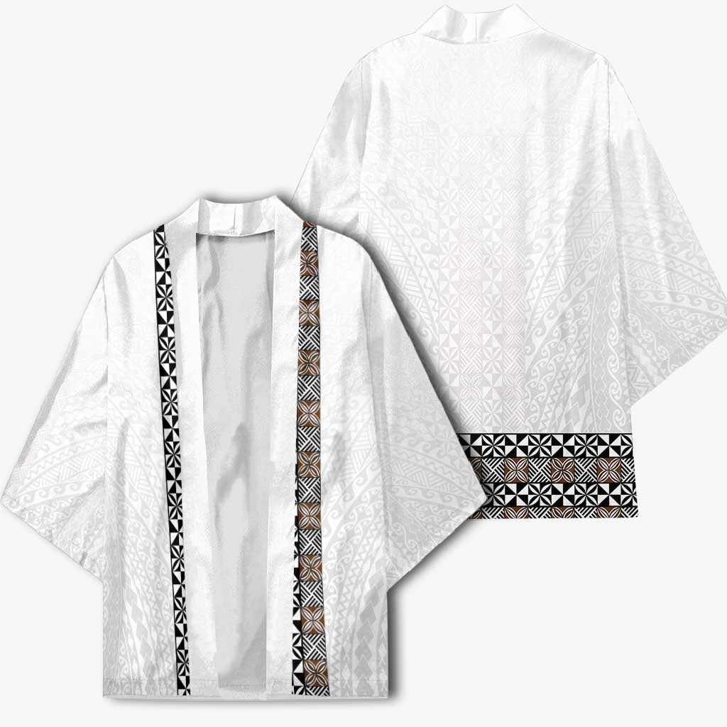 Light Gray Tongan Polynesian Tribal Kimono LT9 - Polynesian Pride
