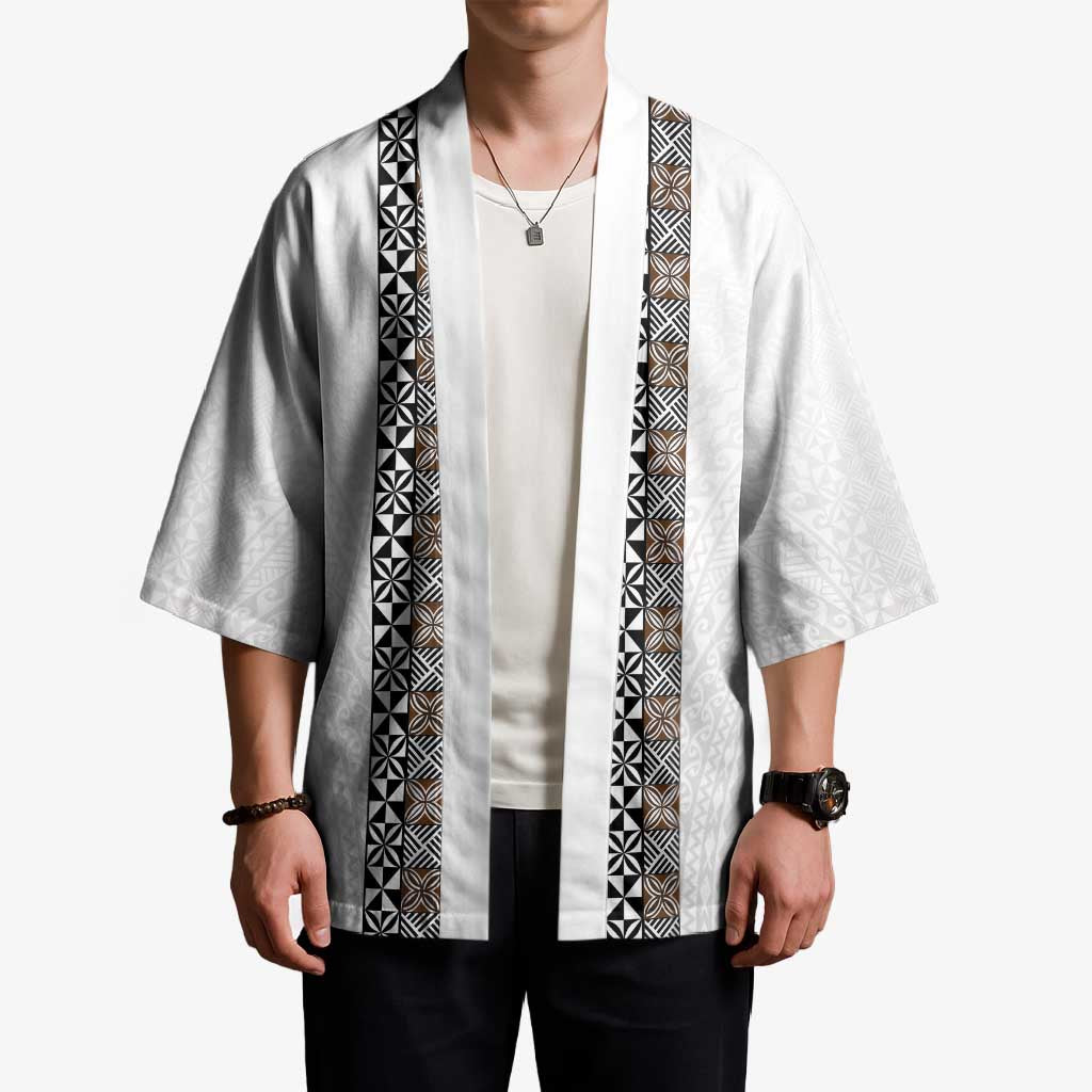 Light Gray Tongan Polynesian Tribal Kimono LT9 - Polynesian Pride