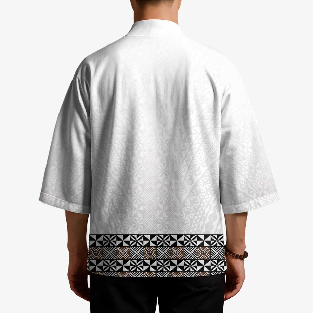 Light Gray Tongan Polynesian Tribal Kimono LT9 - Polynesian Pride