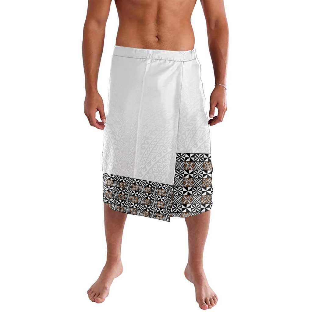 Light Gray Tongan Polynesian Tribal Lavalava LT9 White - Polynesian Pride