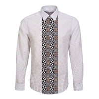 Light Gray Tongan Polynesian Tribal Long Sleeve Button Shirt LT9 Unisex White - Polynesian Pride
