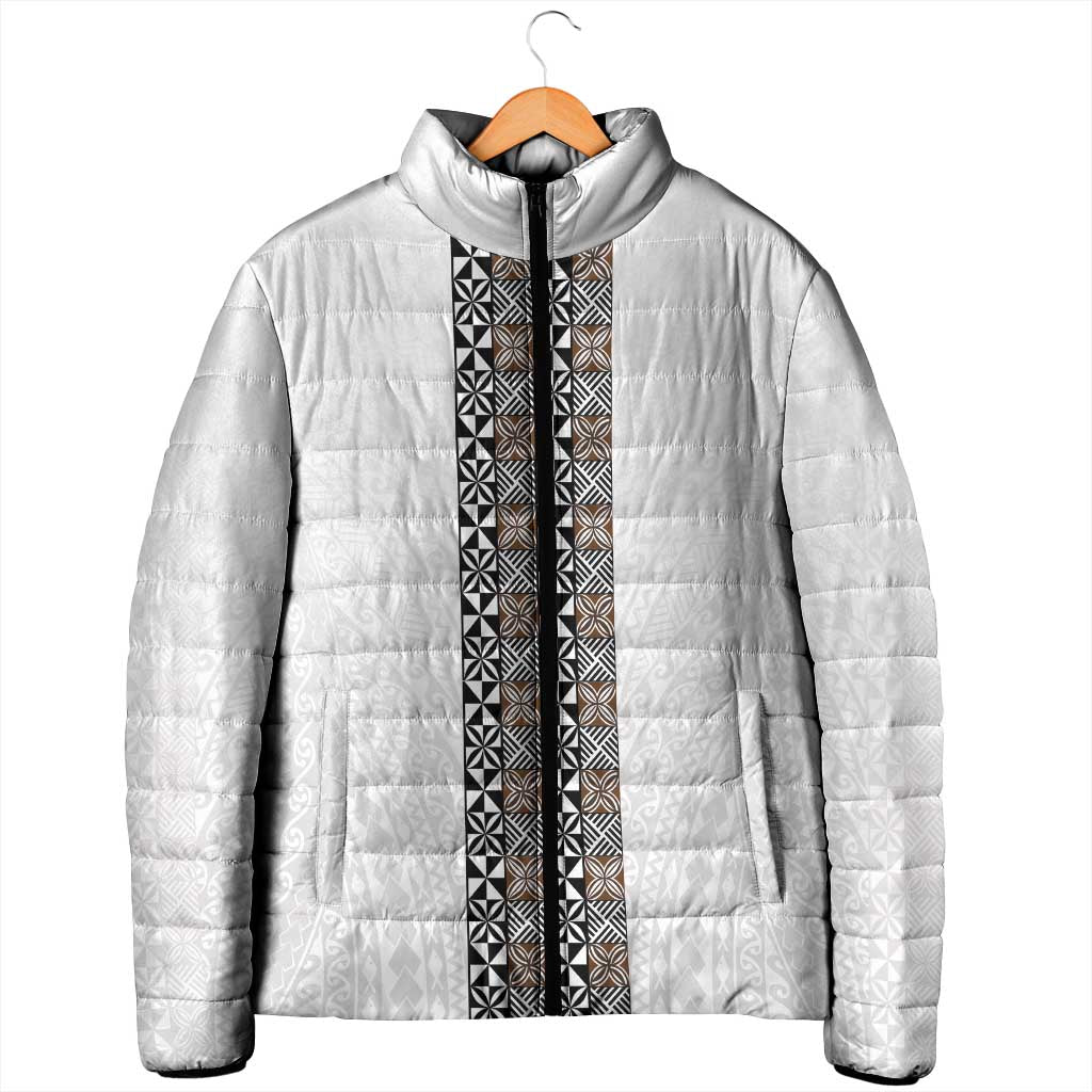 Light Gray Tongan Polynesian Tribal Padded Jacket LT9 - Polynesian Pride