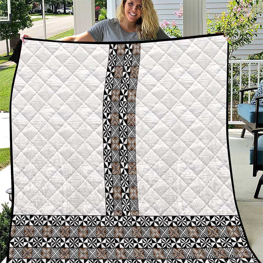 Light Gray Tongan Polynesian Tribal Quilt LT9 White - Polynesian Pride