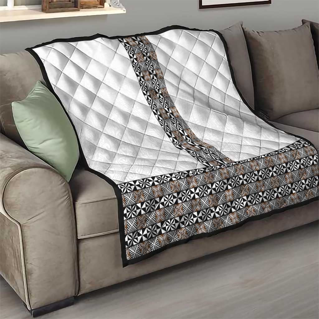 Light Gray Tongan Polynesian Tribal Quilt LT9 - Polynesian Pride