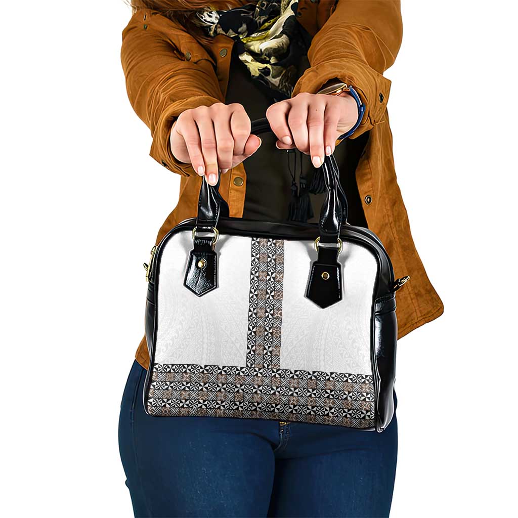 Light Gray Tongan Polynesian Tribal Shoulder Handbag LT9 One Size White - Polynesian Pride