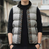 Light Gray Tongan Polynesian Tribal Sleeveless Puffer Jacket LT9 - Polynesian Pride