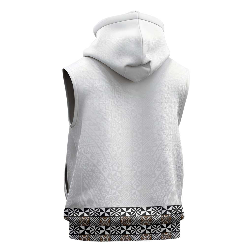 Light Gray Tongan Polynesian Tribal Sleeveless Zip Hoodie LT9 - Polynesian Pride