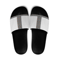 Light Gray Tongan Polynesian Tribal Slide Sandals LT9 White - Polynesian Pride