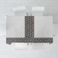 Light Gray Tongan Polynesian Tribal Tablecloth LT9 White - Polynesian Pride