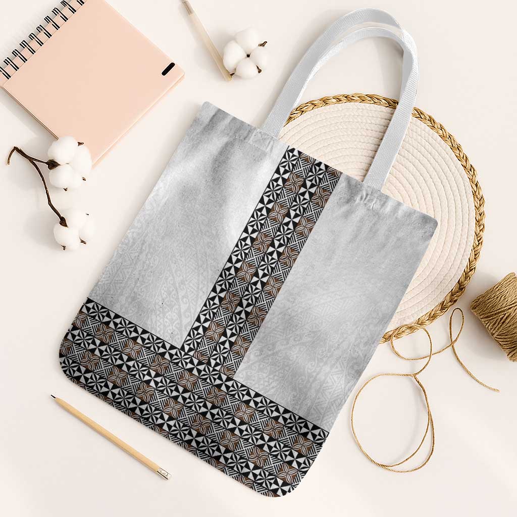 Light Gray Tongan Polynesian Tribal Tote Bag LT9 White Strap One Size White - Polynesian Pride