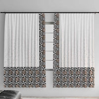 Light Gray Tongan Polynesian Tribal Window Curtain LT9 With Hooks White - Polynesian Pride