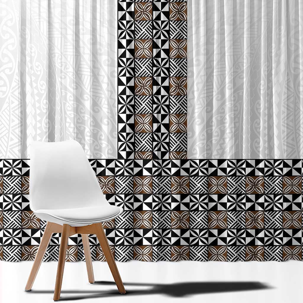 Light Gray Tongan Polynesian Tribal Window Curtain LT9 - Polynesian Pride