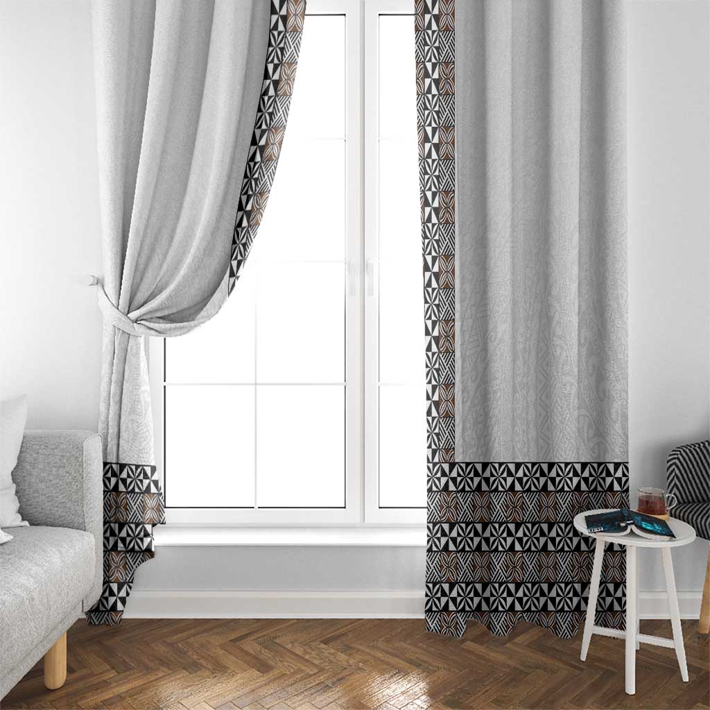 Light Gray Tongan Polynesian Tribal Window Curtain LT9 - Polynesian Pride