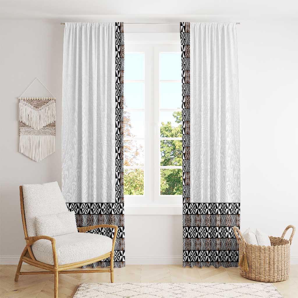 Light Gray Tongan Polynesian Tribal Window Curtain LT9 - Polynesian Pride