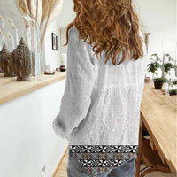Light Gray Tongan Polynesian Tribal Women Casual Shirt LT9 - Polynesian Pride