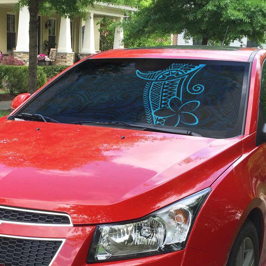 Black Blue Polynesian Tribal Auto Sun Shade LT9 - Polynesian Pride