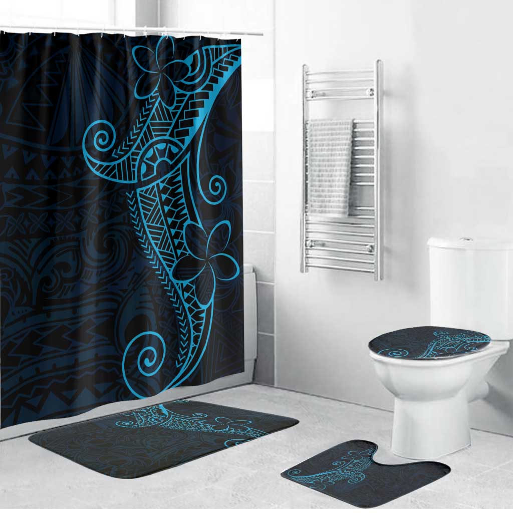 Black Blue Polynesian Tribal Bathroom Set LT9 Bathroom Set (4 pcs) Blue - Polynesian Pride