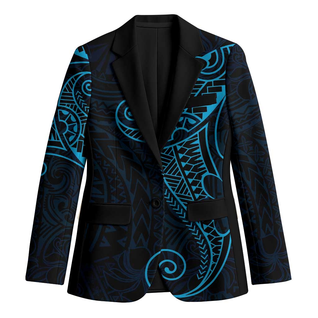Black Blue Polynesian Tribal Blazer LT9 Unisex Blue - Polynesian Pride