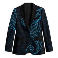 Black Blue Polynesian Tribal Blazer LT9 Unisex Blue - Polynesian Pride