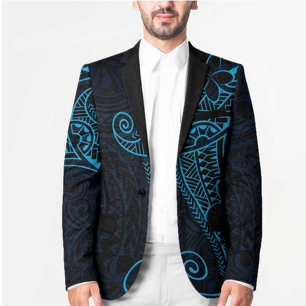 Black Blue Polynesian Tribal Blazer LT9 - Polynesian Pride