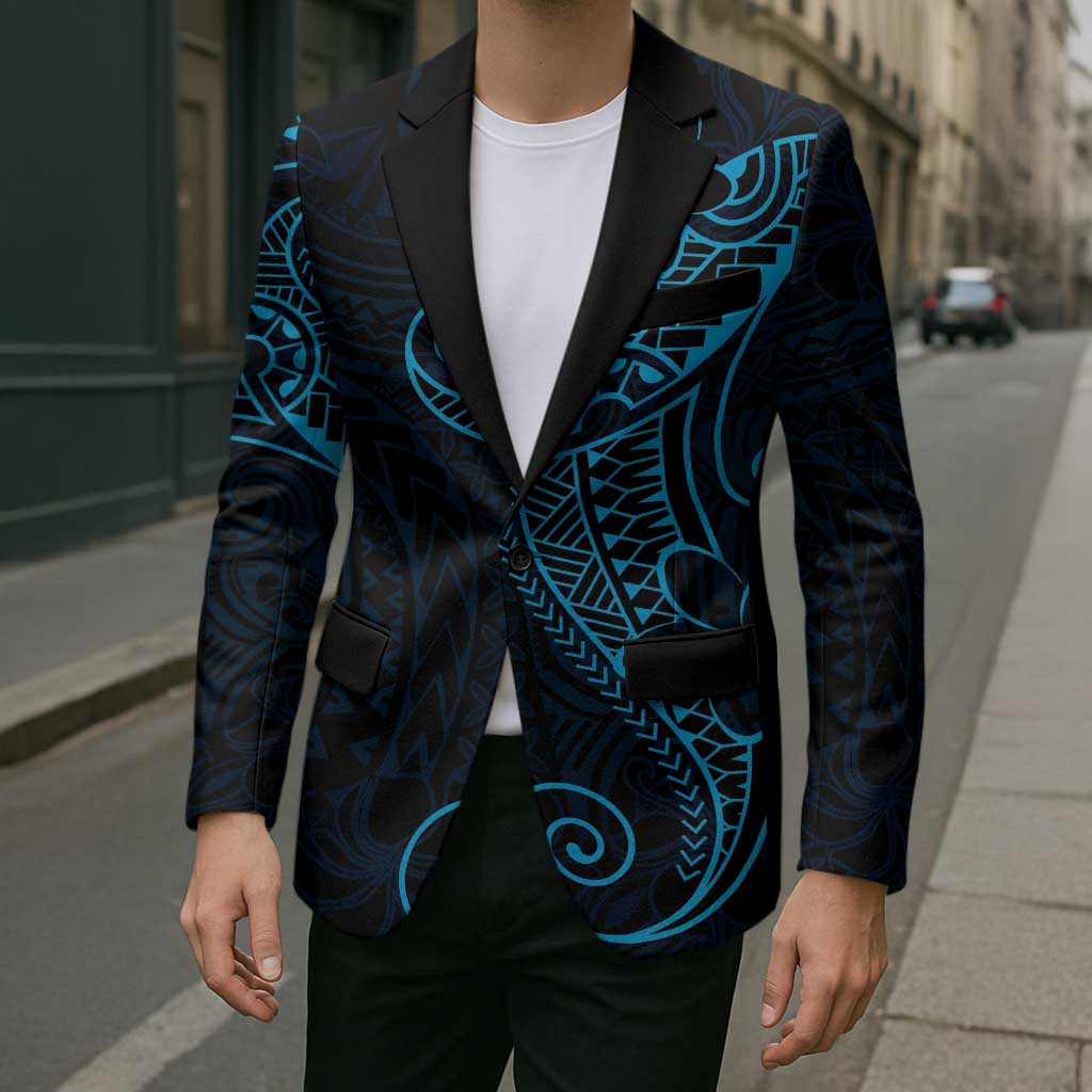 Black Blue Polynesian Tribal Blazer LT9 - Polynesian Pride