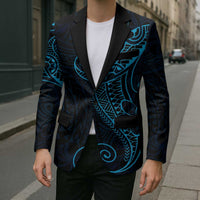 Black Blue Polynesian Tribal Blazer LT9 - Polynesian Pride