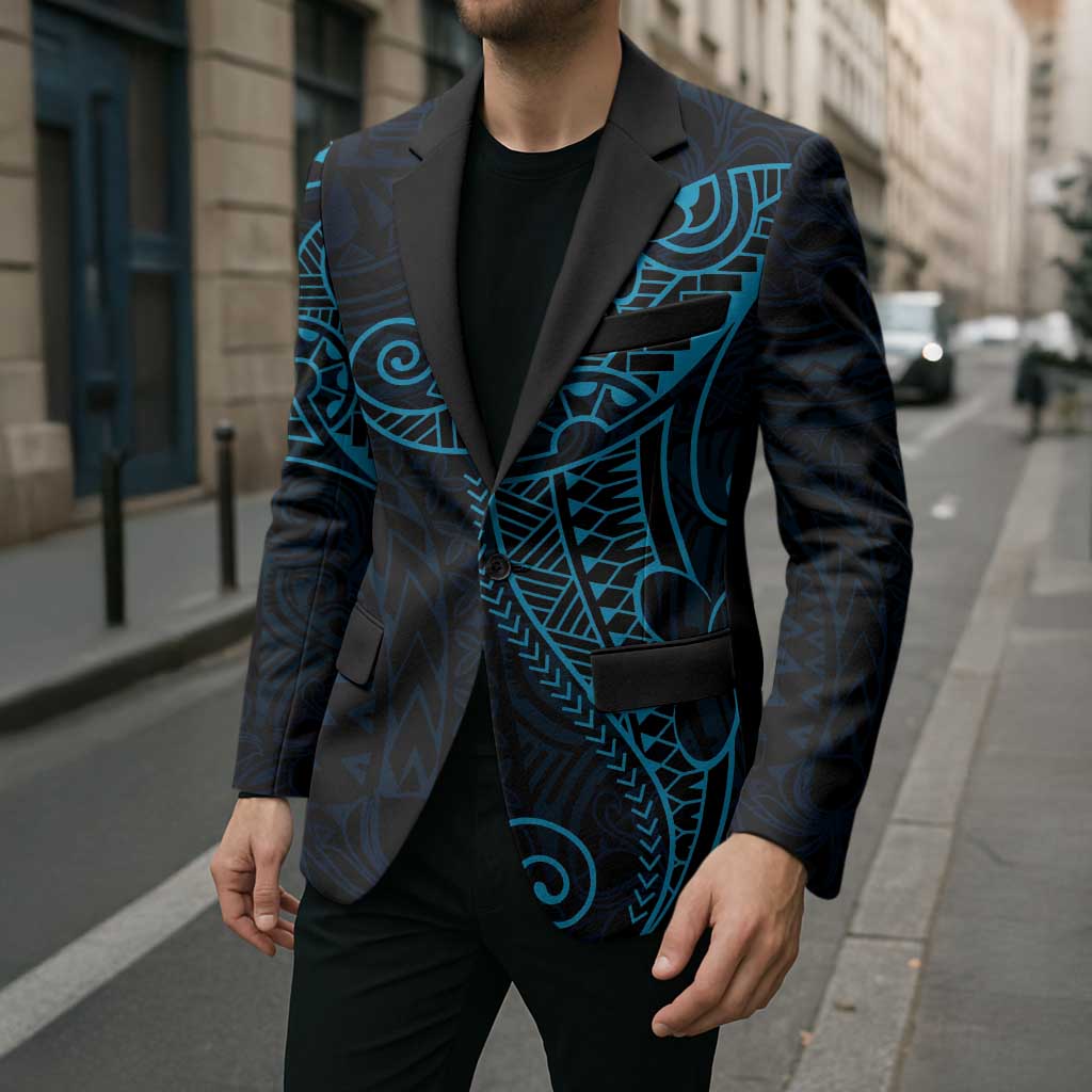 Black Blue Polynesian Tribal Blazer LT9 - Polynesian Pride