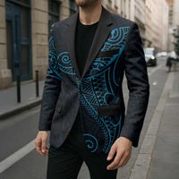 Black Blue Polynesian Tribal Blazer LT9 - Polynesian Pride