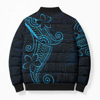 Black Blue Polynesian Tribal Bomber Puffer Jacket LT9 - Polynesian Pride