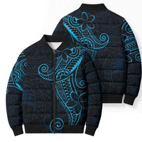 Black Blue Polynesian Tribal Bomber Puffer Jacket LT9 - Polynesian Pride
