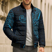 Black Blue Polynesian Tribal Bomber Puffer Jacket LT9 - Polynesian Pride