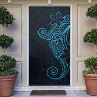Black Blue Polynesian Tribal Door Cover LT9 Blue - Polynesian Pride