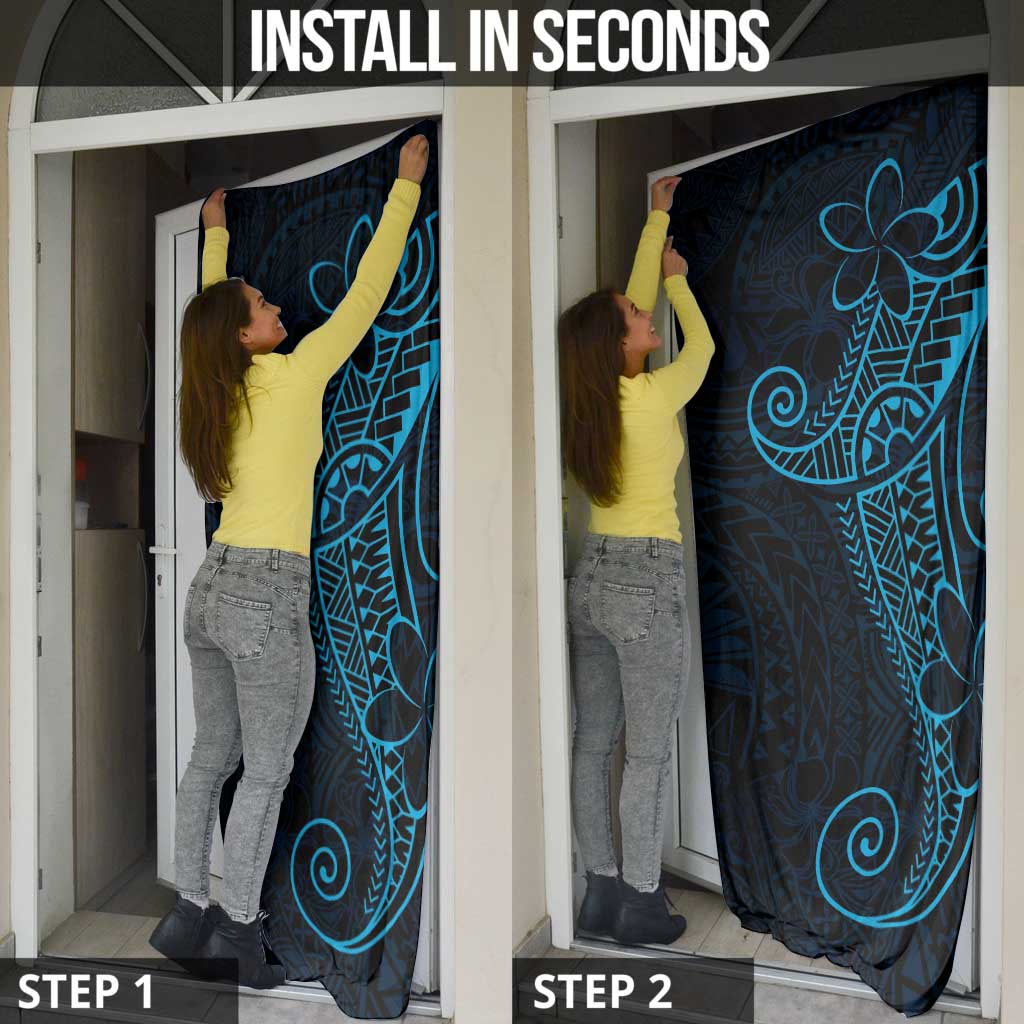 Black Blue Polynesian Tribal Door Cover LT9 - Polynesian Pride