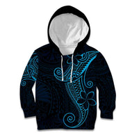 Black Blue Polynesian Tribal Kid Hoodie LT9 Hoodie Blue - Polynesian Pride