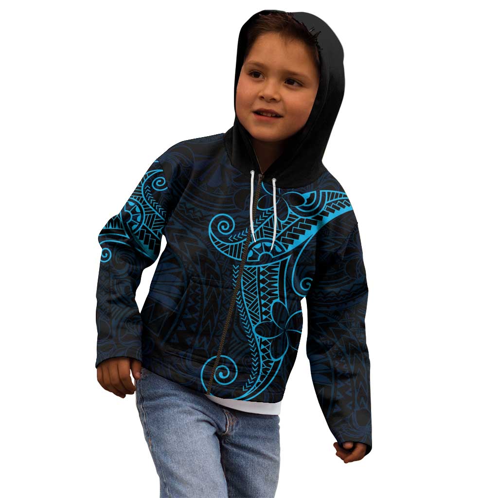 Black Blue Polynesian Tribal Kid Hoodie LT9 - Polynesian Pride