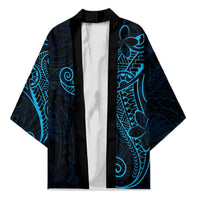 Black Blue Polynesian Tribal Kimono LT9 Unisex Blue - Polynesian Pride
