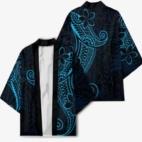 Black Blue Polynesian Tribal Kimono LT9 - Polynesian Pride