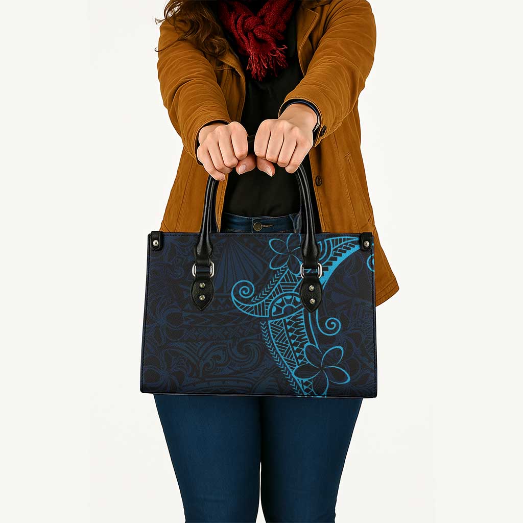 Black Blue Polynesian Tribal Leather Bag LT9 - Polynesian Pride