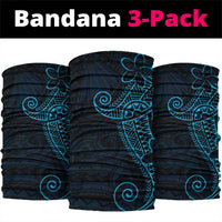 Black Blue Polynesian Tribal Neck Gaiter LT9 package One Size: 25*50cm Blue - Polynesian Pride