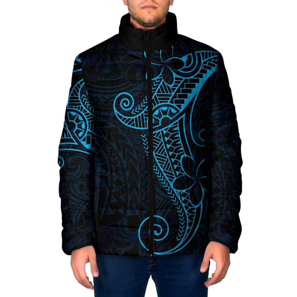Black Blue Polynesian Tribal Padded Jacket LT9 Men Blue - Polynesian Pride