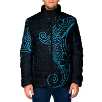 Black Blue Polynesian Tribal Padded Jacket LT9 Men Blue - Polynesian Pride