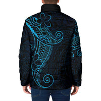 Black Blue Polynesian Tribal Padded Jacket LT9 - Polynesian Pride