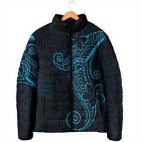 Black Blue Polynesian Tribal Padded Jacket LT9 - Polynesian Pride