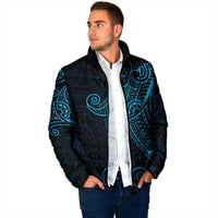 Black Blue Polynesian Tribal Padded Jacket LT9 - Polynesian Pride