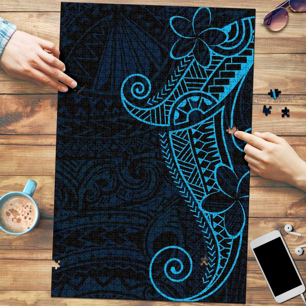 Black Blue Polynesian Tribal Puzzle LT9 Blue - Polynesian Pride