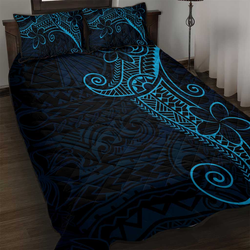 Black Blue Polynesian Tribal Quilt Bed Set LT9 Blue - Polynesian Pride