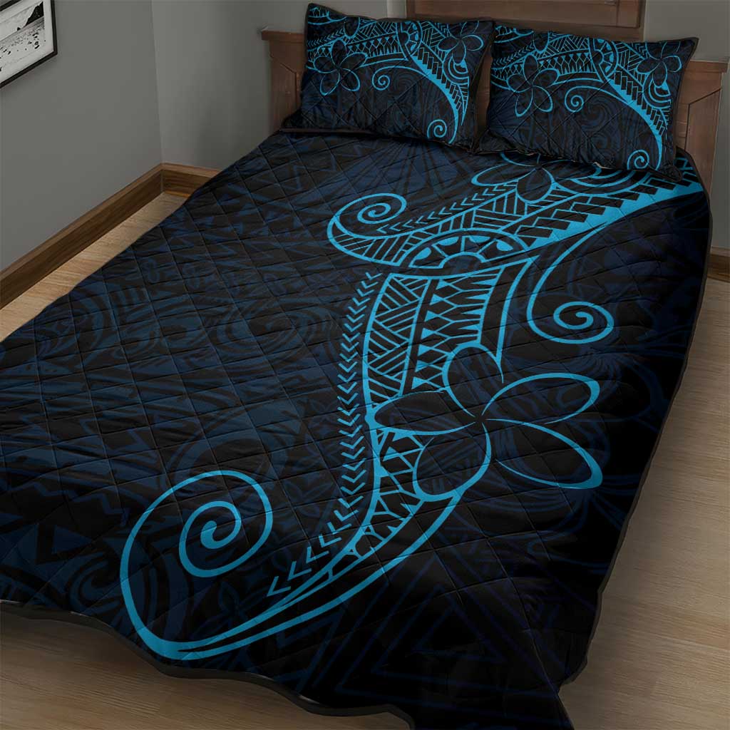 Black Blue Polynesian Tribal Quilt Bed Set LT9 - Polynesian Pride